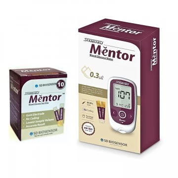 Standard Mentor Blood Glucose Meter with 10 Test Strips