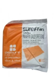 Sureffin Paraffin Gauze Dressing 10cm X 10cm - 20 Dressings Pack