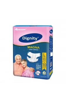 Romsons Dignity MAGNA Adult Diapers Large (Pack of 10 Pcs) for Waist Size 38-54 Inches