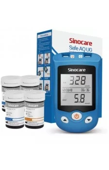 Sinocare Safe AQ UG  Bi-Functional  Blood Glucose & Uric Acid Meter with 50 Strips Uric Acid + 50 Strips Blood Glucose