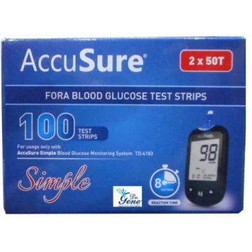 Accu Sure Dr.Gene Simple Test Strips 100 Strips (2X50 Pack)