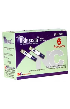 Akkiscan ZEE+ Blood Gulcose Test Strips 100 strips (2X50 Pack)