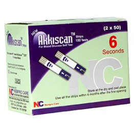 Akkiscan ZEE+ Blood Gulcose Test Strips 100 strips (2X50 Pack)