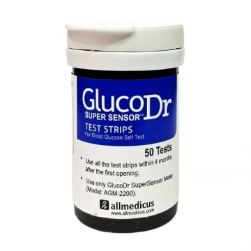 Gluco Dr. Super Sensor Test Strips 50 Strips (Vial) Model : AGM 2200