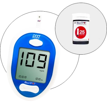 POCT Gluco Spot Glucometer Kit + Gluco Spot Strips 25's Pack (Free)